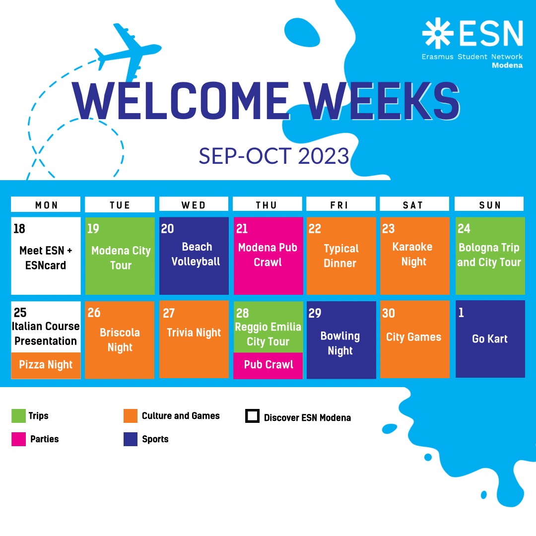 Welcome Weeks Calendar Autumn Semester 2023