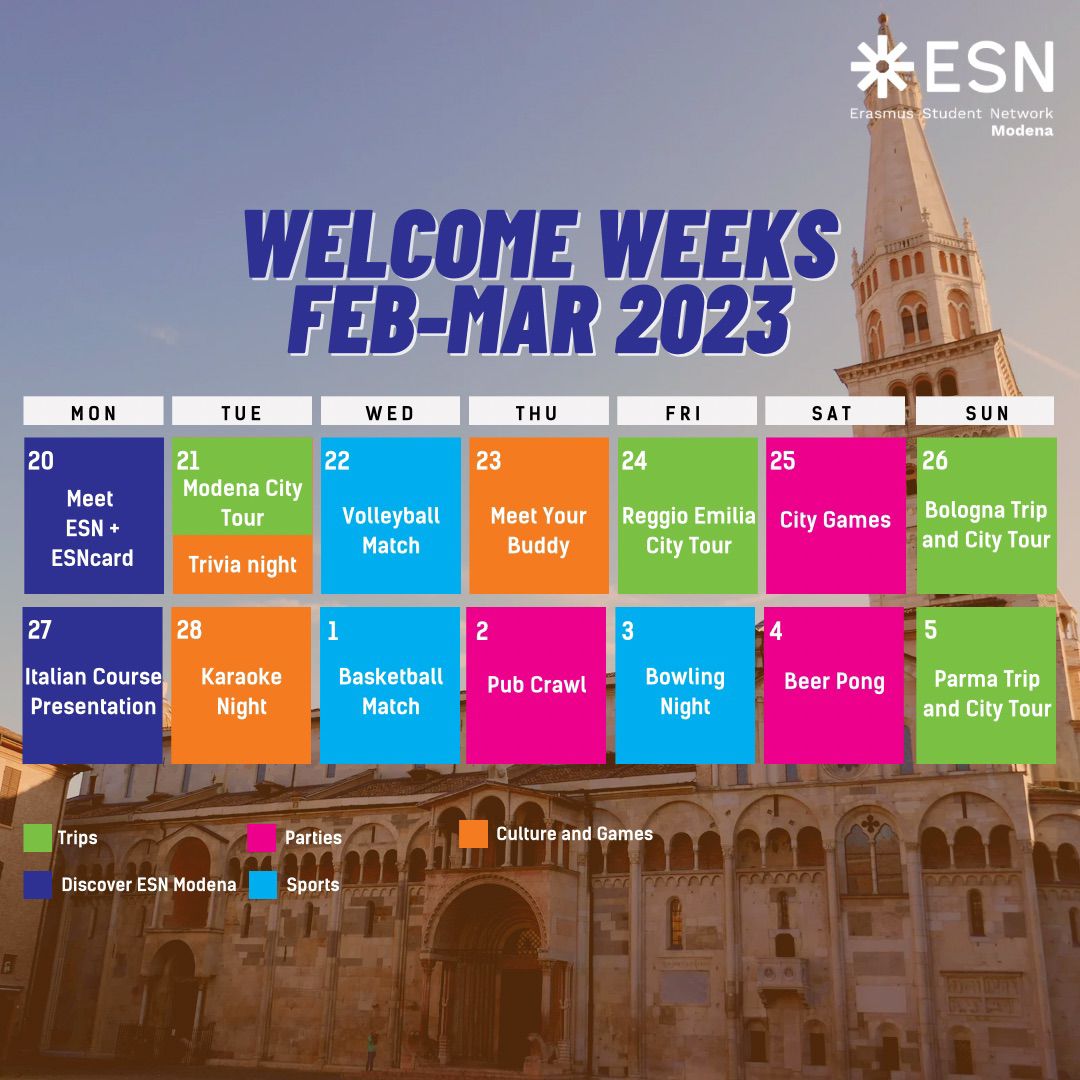 Welcome Weeks Calendar Spring Semester 2023